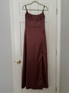 Azazie Espresso Satin Bridesmaids Dress